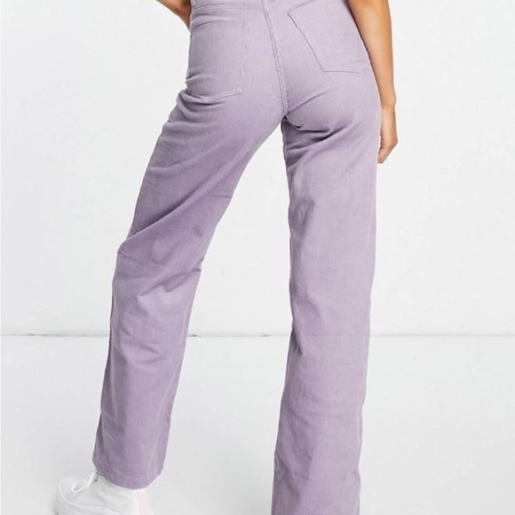 💜SOLD💜Monki Yoko Retro Corduroy Trousers High Waist Wide Leg Dusty Lilac - Picture 5 of 11